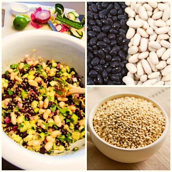 Beans protein-packed salad with quinoa and black and white beans